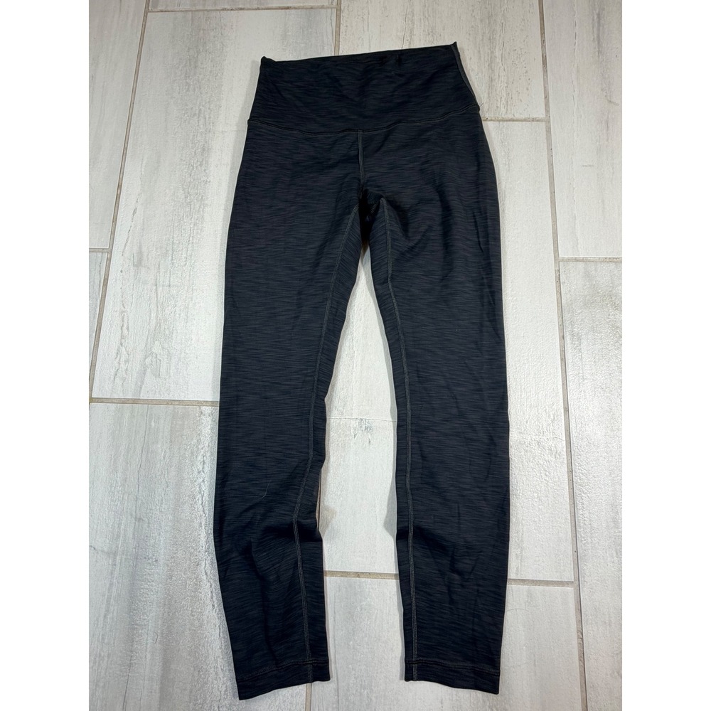 Lululemon High Rise Space Dye Leggings Black Gray Size 6 Yoga Pants LW5CQPS